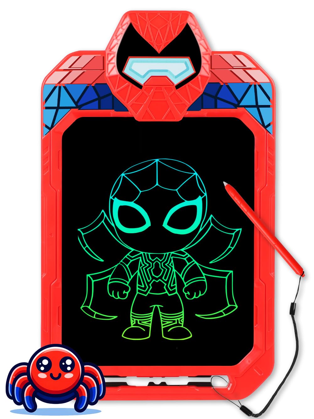 Spider Hero 10 Inch LCD Writing Tablet for Kids - Paint & Doodle Board - Travel Toys for Boys & Men - Birthday & Christm