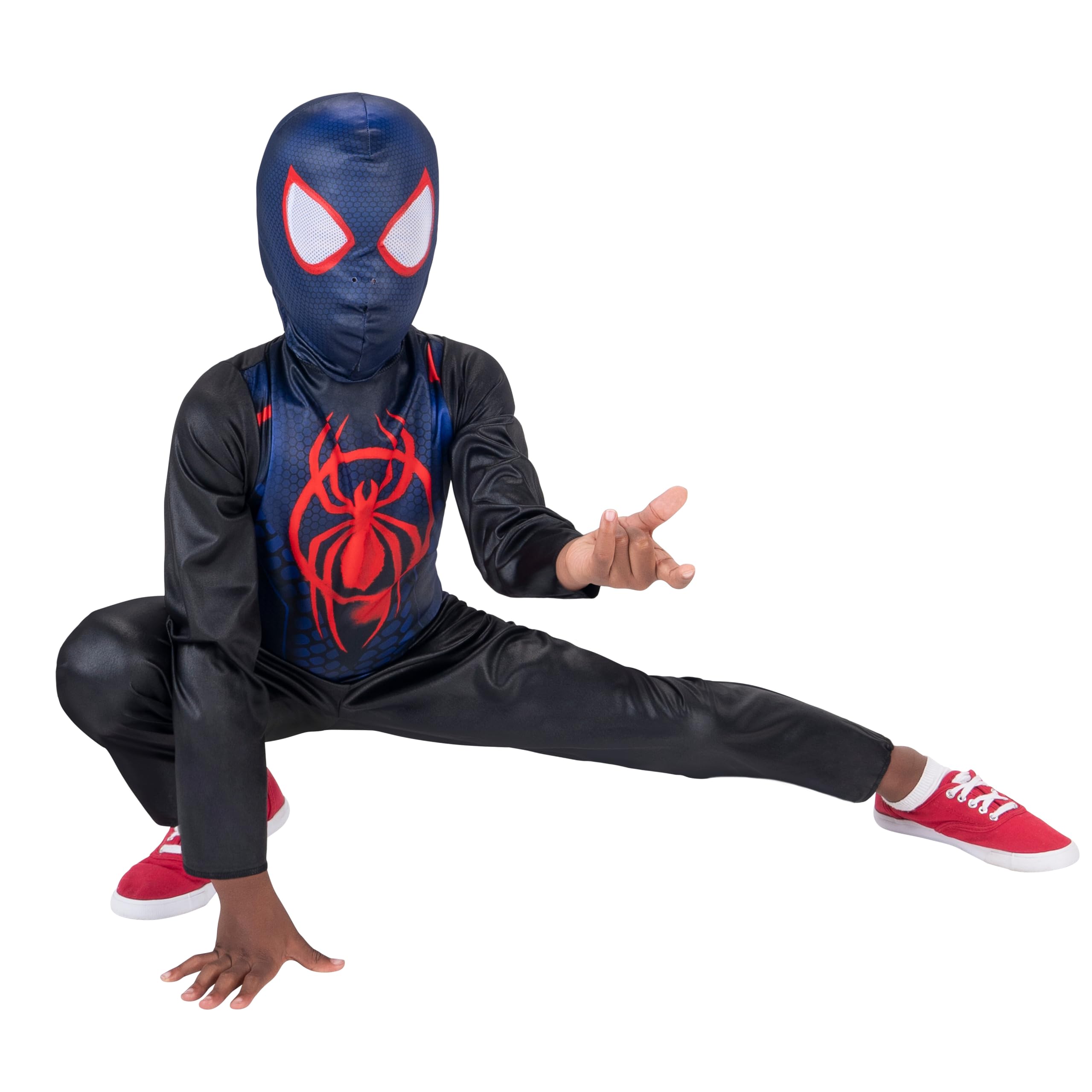 Marvel Miles Morales Official Youth Halloween Costume - Spooky Printed Jumpsuit with Mask