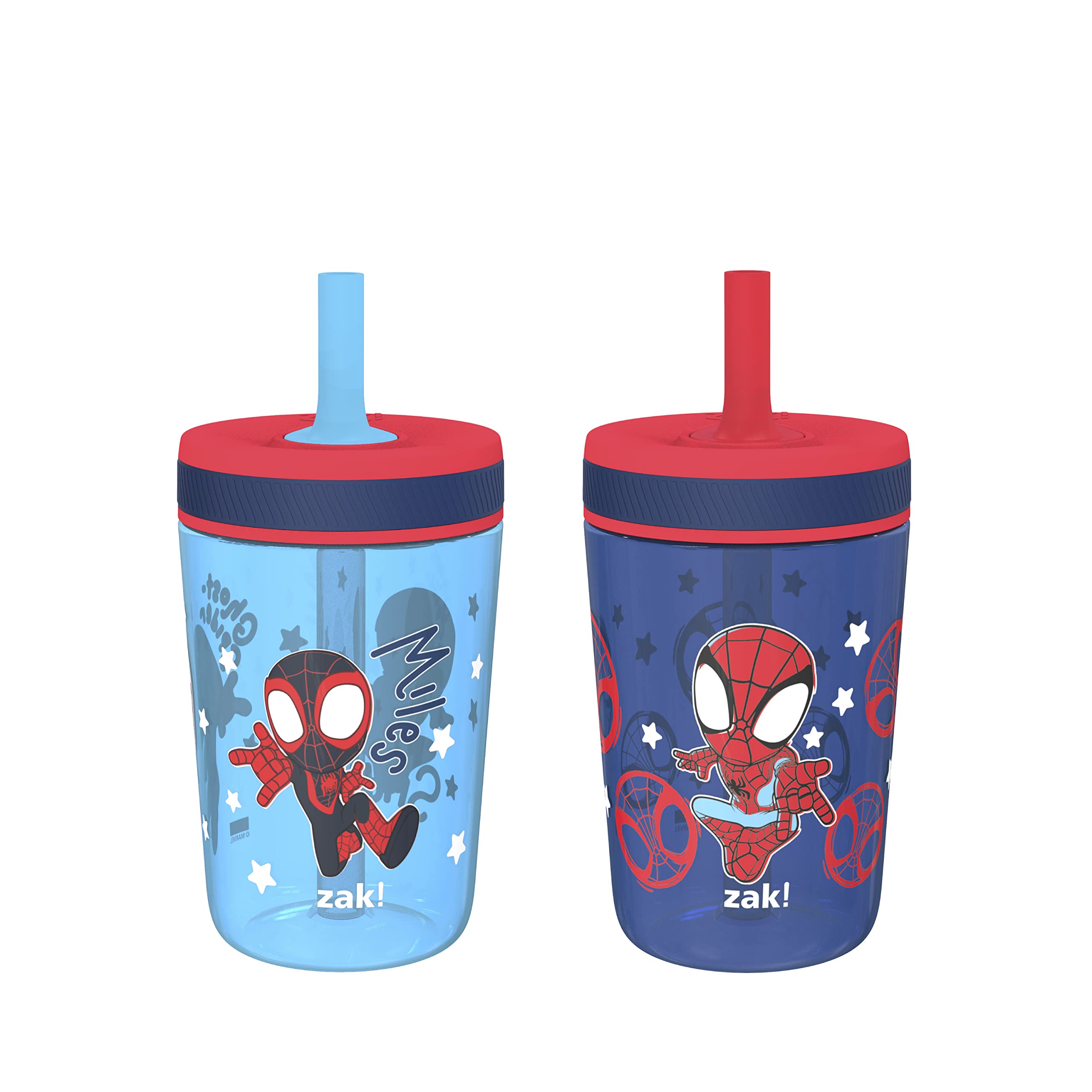Zak Designs Marvel Spider-Man Kelso Toddler Cups for Travel and Home, Durable 15oz Sippy Cups with Leak-Proof Design Per